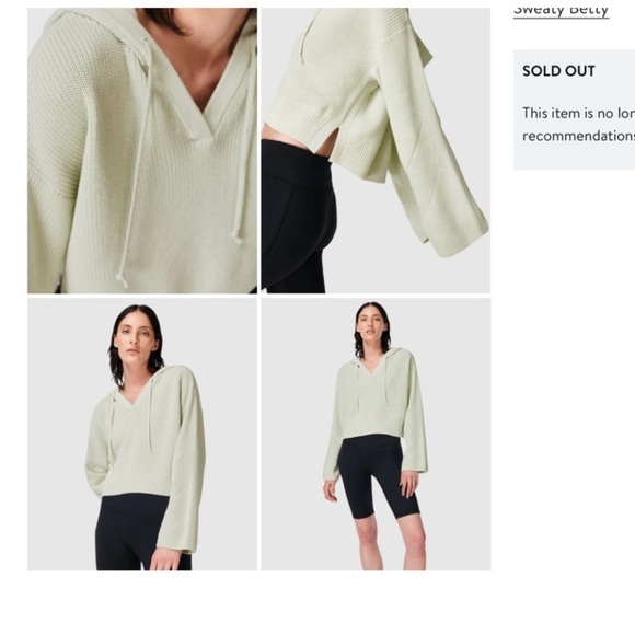Sweaty Betty Summer Beach V-neck Open Hoodie Sweatshirt Boxy Crop Size 4 - Picture 1 of 13